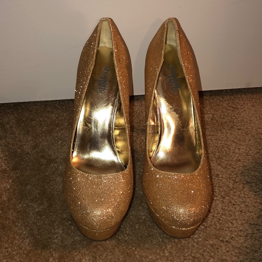 Charlotte Russe Gold Glitter Pumps